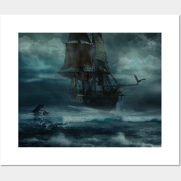 Ghost Ship Watercolor Wall Art by DoomDesigns